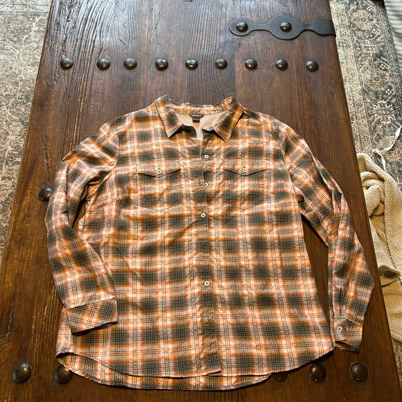 Eddie Bauer Tops - Eddie Bauer Women's Plaid Button Down Shirt - Orange and Black